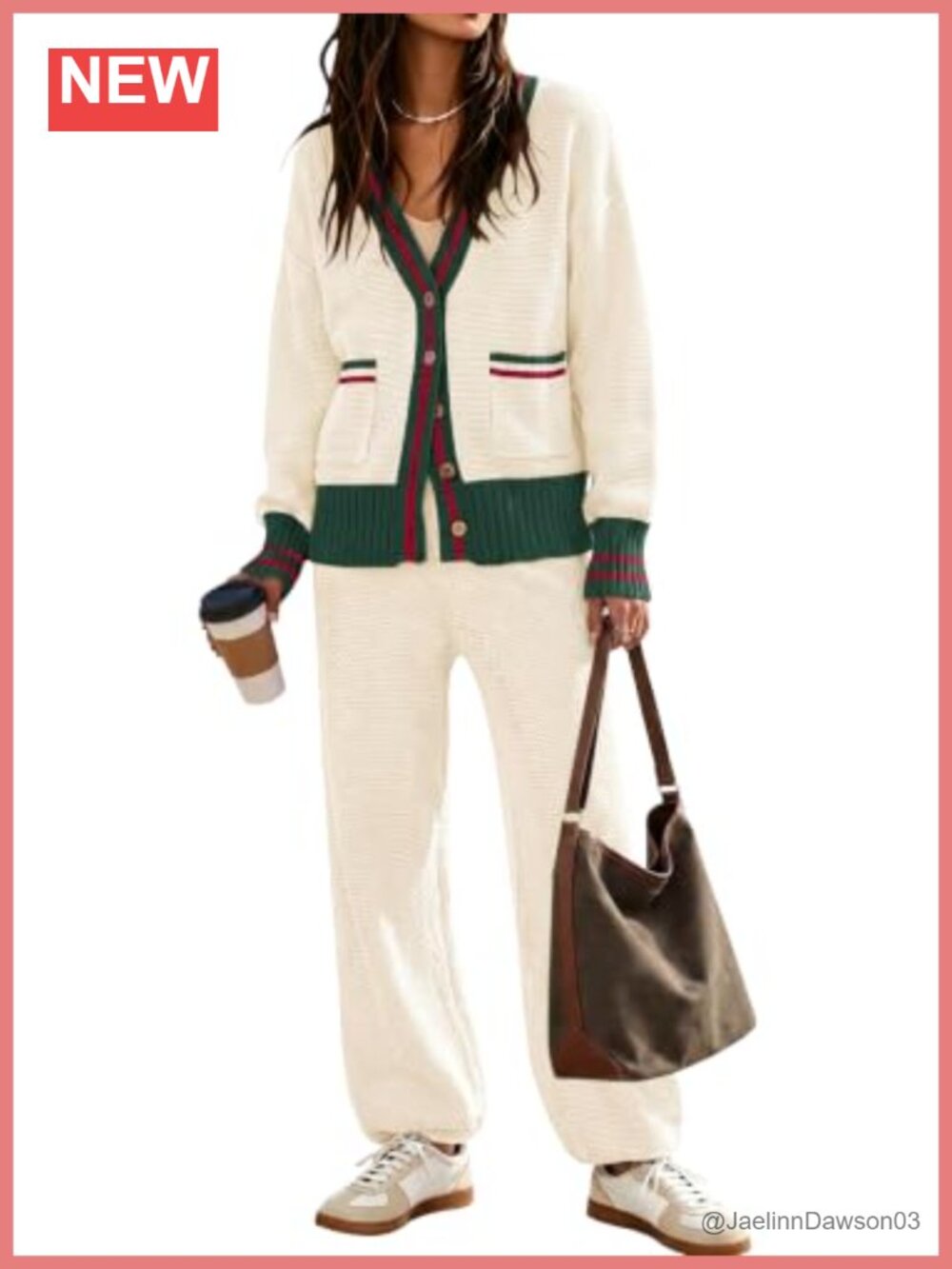 Waffle Knit Cardigan Sweater Set Loungewear 2 Piece Lounge Set